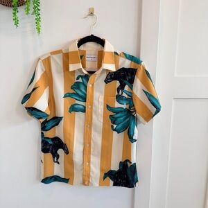 Mavrans Pantera Weekend ButtonDown Shirt Yellow Striped Button Down UPF 50 Small